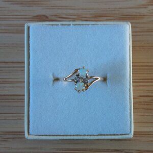 Dainty Opal and Diamond 14K Yellow Gold Ring